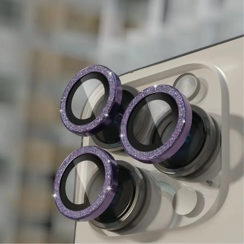 2-3Pcs ฟิล์มป้องกันเลนส์กล้องเพชรสำหรับไอโฟน 17 16 15 14 โปรแม็กซ์โลหะเลนส์แหวนป้องกันฟิล์มสำหรับไอโฟน 14 15 พลัส