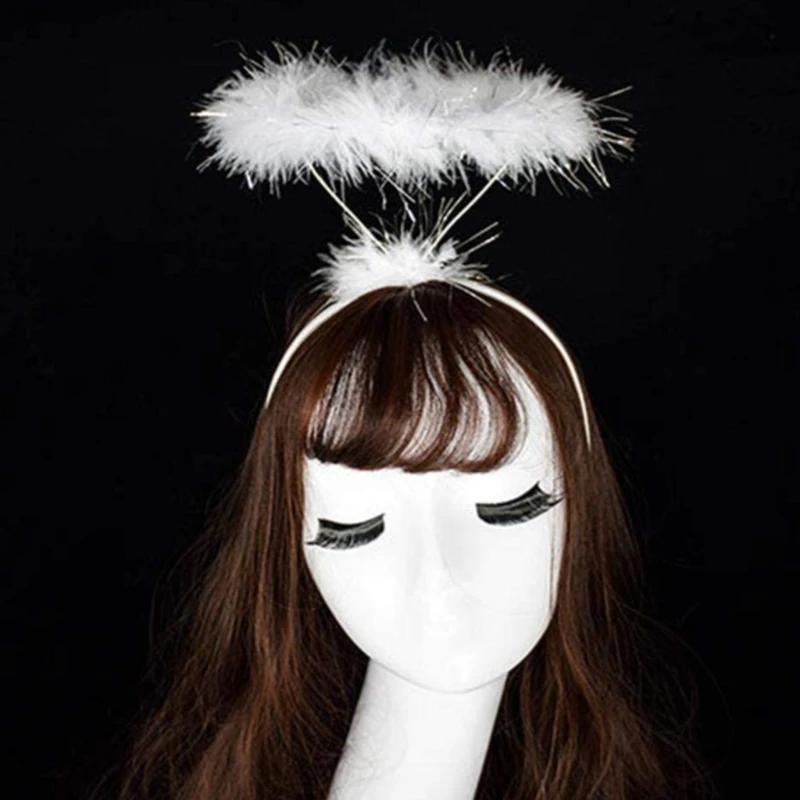 Feder-Halo-Stirnband, Engelsfeder-Haarband, rutschfest, Weihnachts-Kopfschmuck, Foto-Requisiten, Kostüm-Accessoires für Cosplay