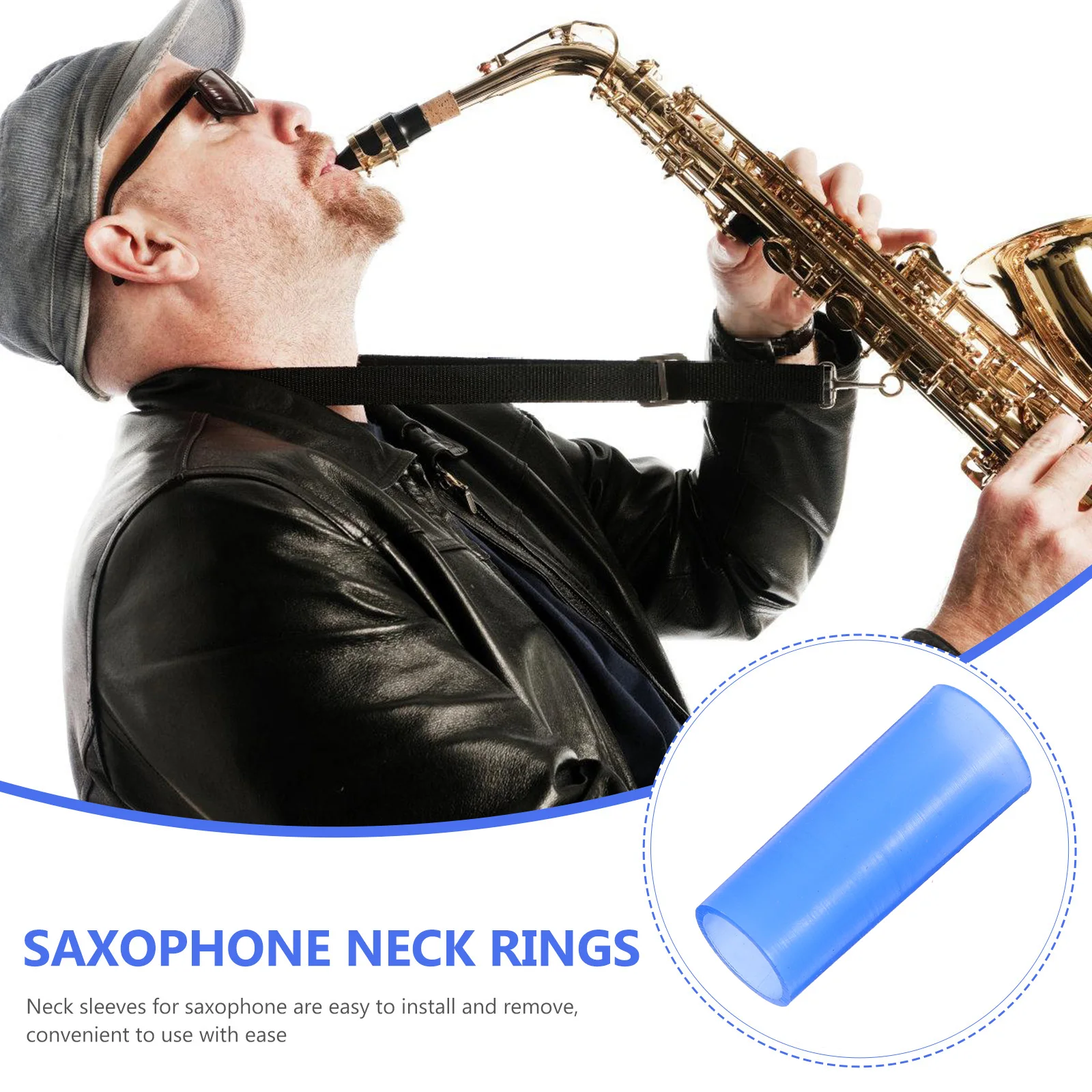 

4 Pcs Saxophone Cork Rings Blue Alto Tenor Parts Neck Sleeve Silicone Accessories Saxophone Supplies Performance Durability