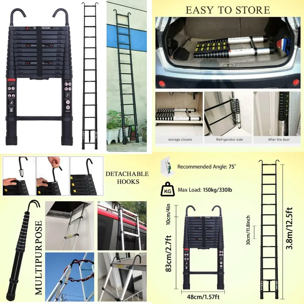 

Алюминиевая телескопическая удлинительная лестница — легкая, выдвижная, крючки для крыши, лестница для доступа на лофт и чердак