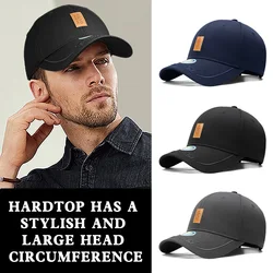New baseball cap for men, hard top, big head, casual hat, sun protection and shade, outdoor duckbill cap, warm hat