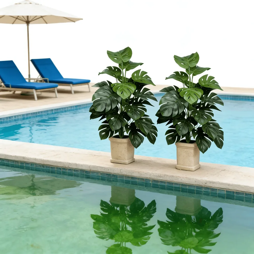 1 Stück Künstlicher Monstera-Baum, Gefälschte Palmpflanzen, Plastik-Schildkrötenblätter, Tropische Landschaftspflanzen für Heim, Garten, Büro-Dekoration 2026 – Detail 5