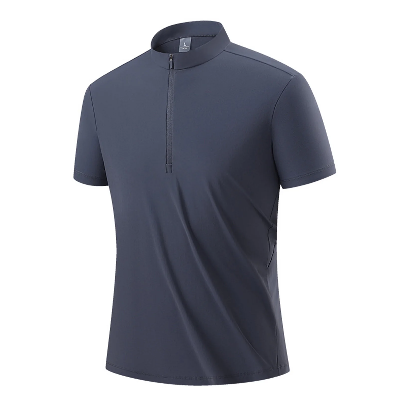 M-4XL Half-Zipper Golf Shirt Men, Quick-Dry Stand Collar Athletic Tee for Tennis Training & Casual Wear