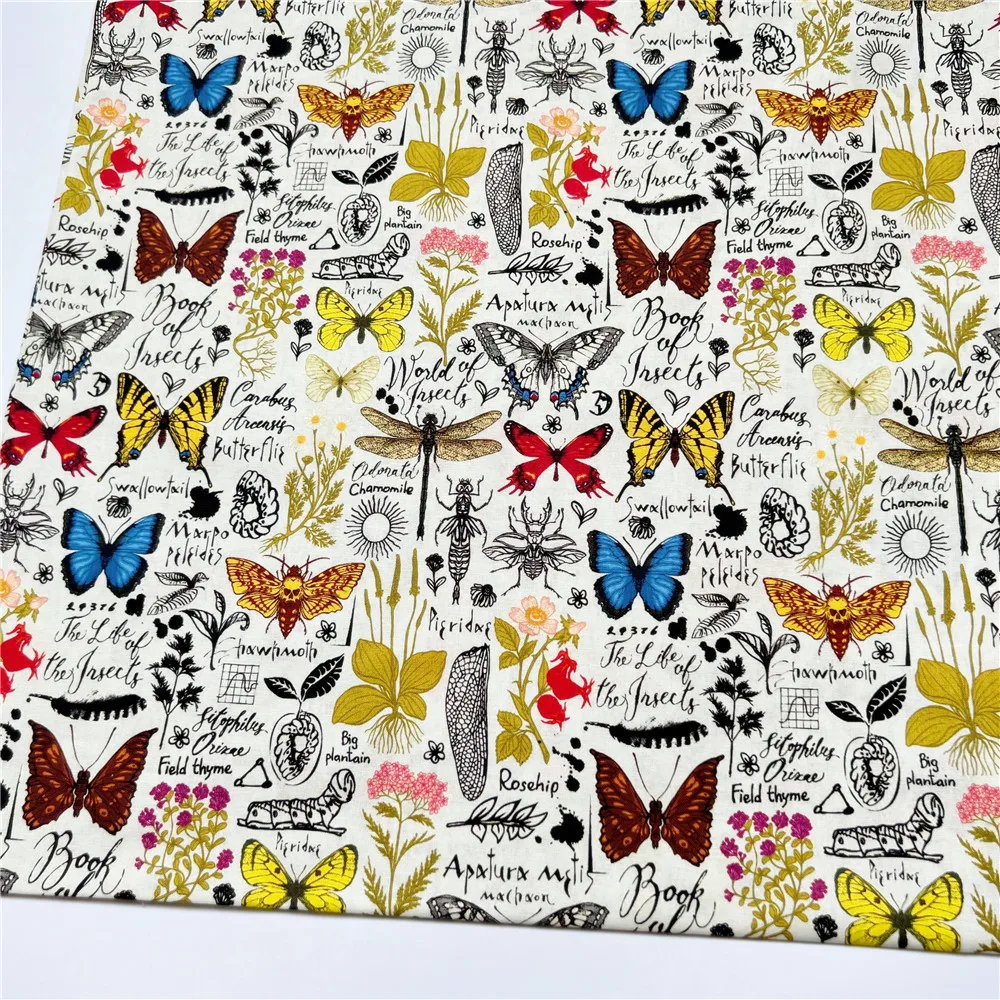 Retro plakat motyl 100% tkanina bawełniana materiał patchwork tkaniny do szycia kołdra robótki DIY tkanina maska dla dziecka materiał