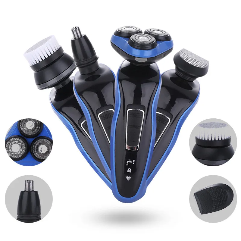 Electric shaver 4D three-head floating veneer knife mesh men's razor washed planing beard knife