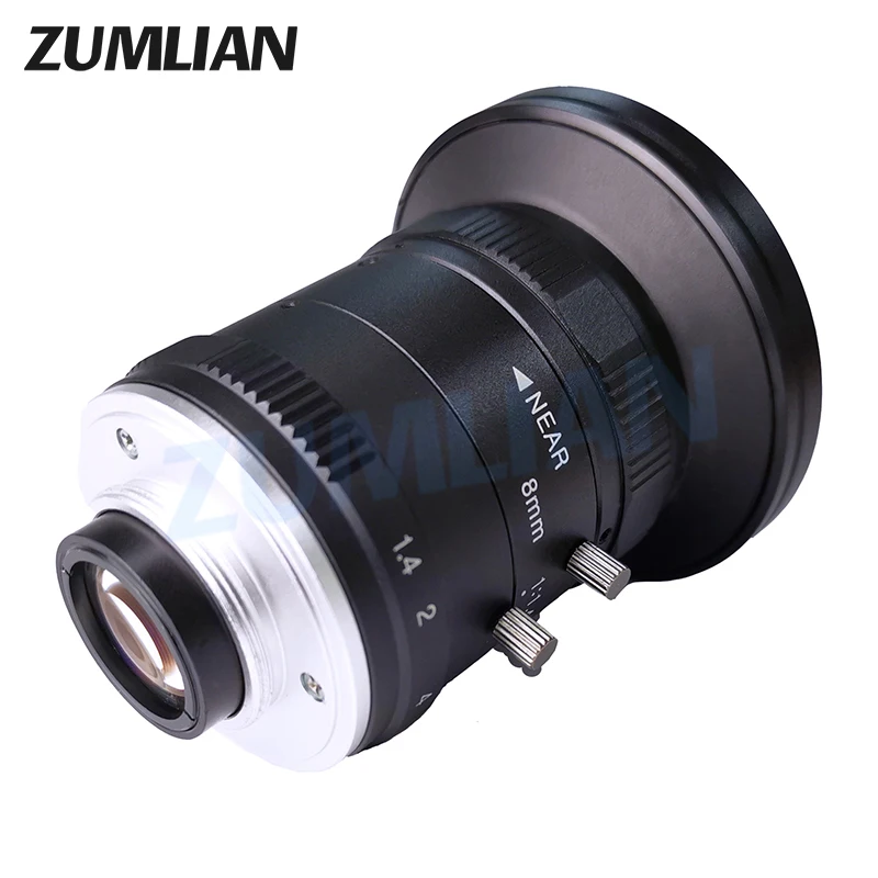ZUMLIAN F1.4 big aperture 8mm Industrial Lens Cameras 1 Inch 5MP Wide-angle C-Mount Big Aperture For CCTV Machine Vision Cameras