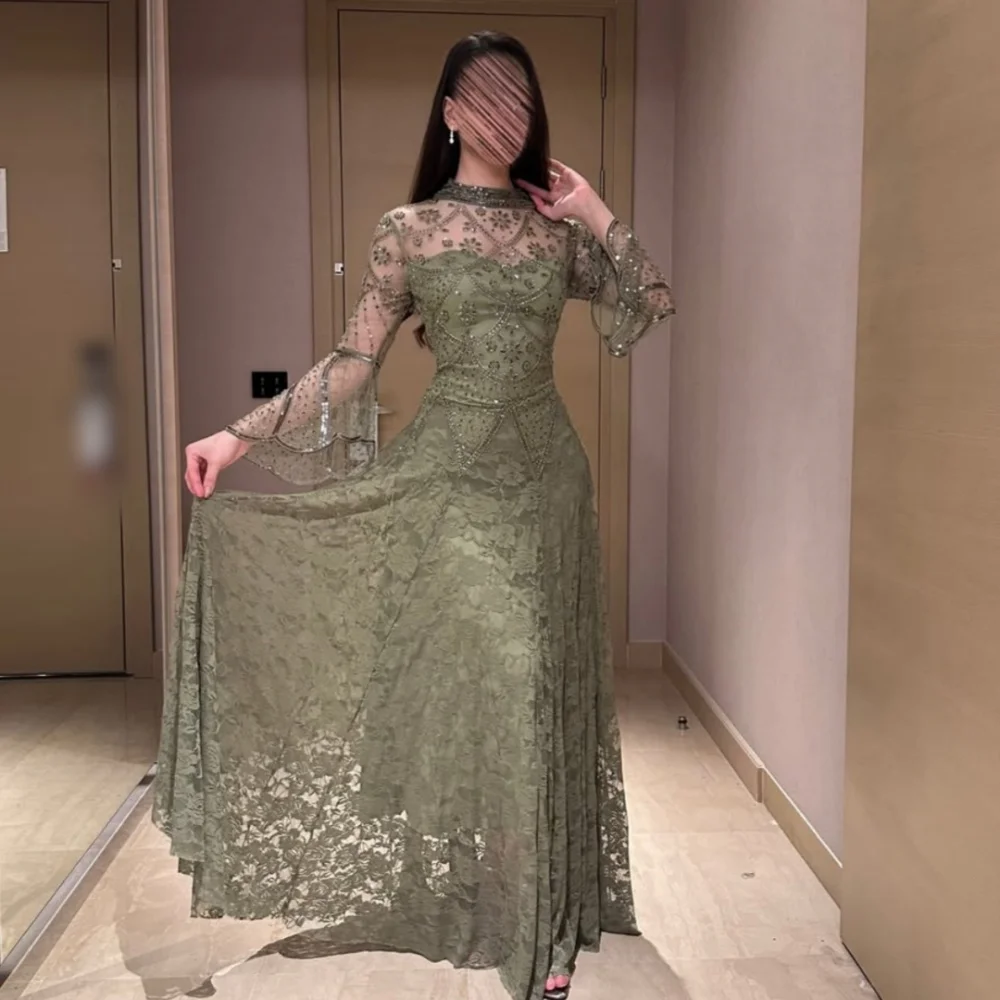 Maßgeschneiderte Spitzen-Abendkleider für Damen, A-Linien-Abschlussballkleider, elegante Damenkleider, elegante Party- und Hochzeitskleider von hoher Qualität