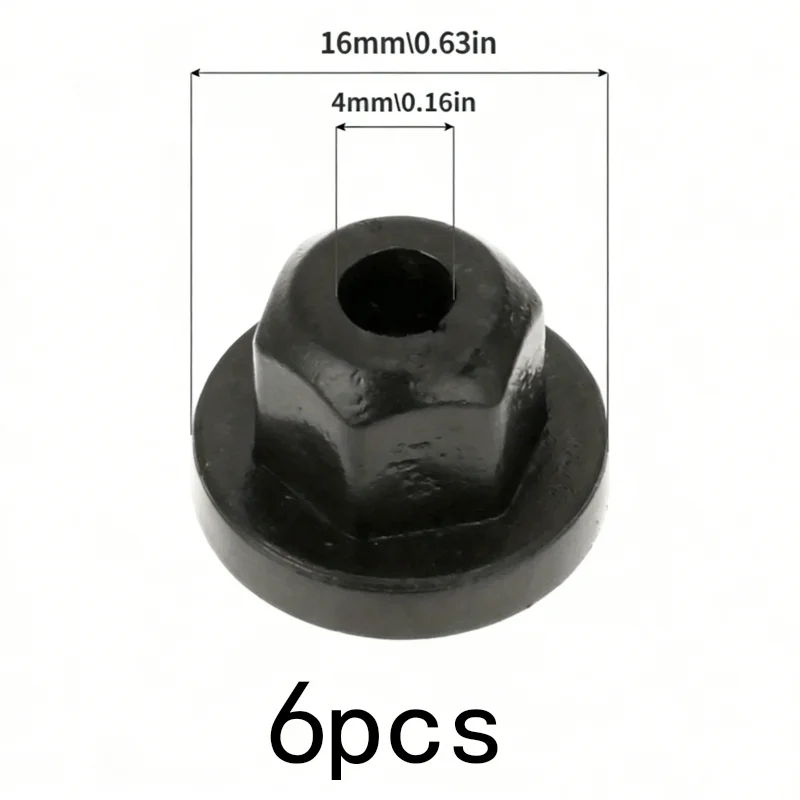 6Pcs Universal Plastic Flange Nuts Kit, for Body Trim, Heat Shield & Fender, Auto Repair Fastener Clips