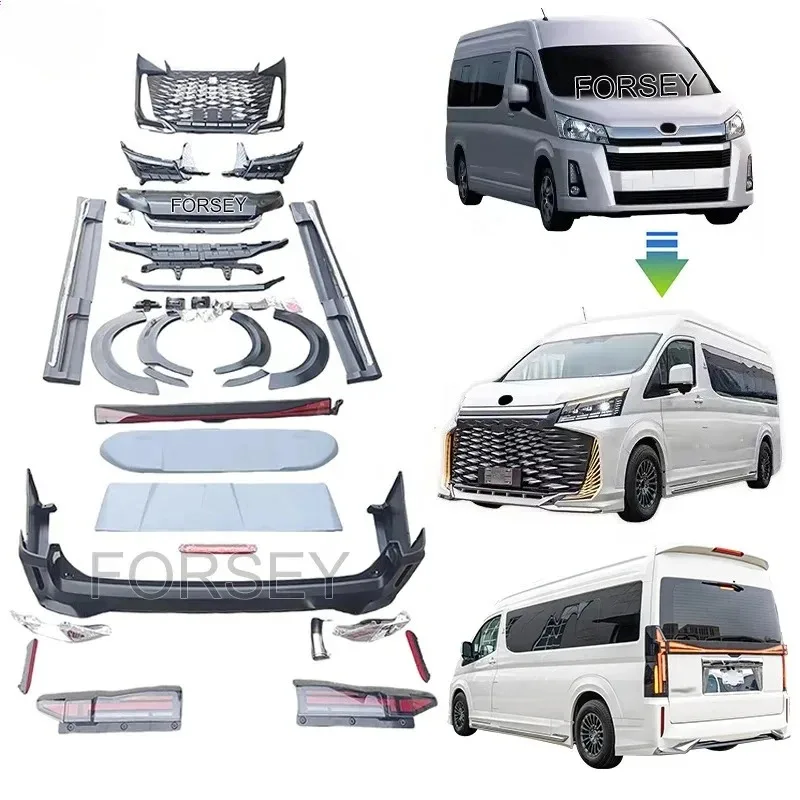 2024 LM350 Design 2019 Body Kit-2023 Hiace 2024 New Kaiser Crown Auto Bumper Light Emitting Diode Light Spoiler