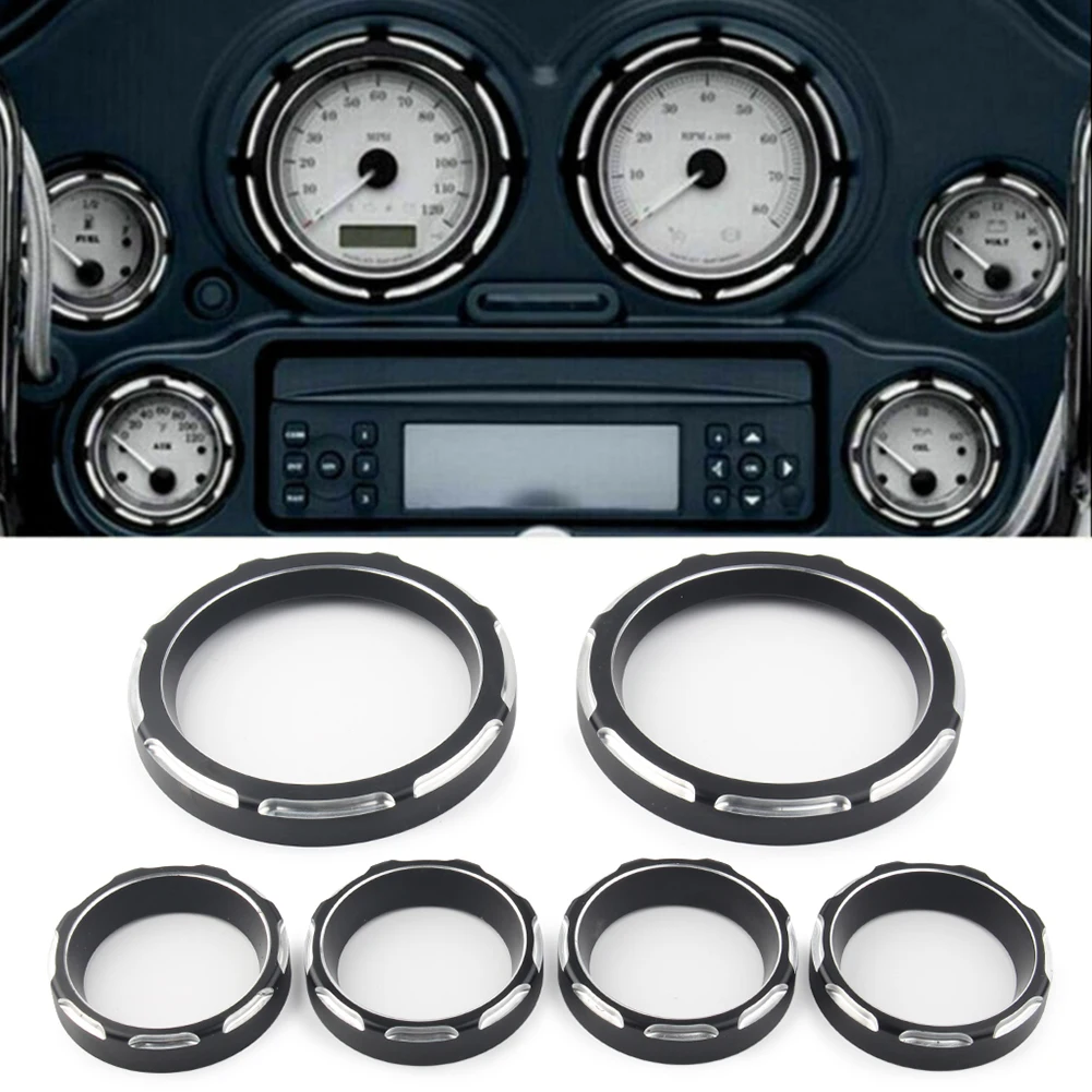 6 sztuk CNC prędkościomierz tablica Burst Gauge Bezel dla Harley Touring Electra Glide przemieszczanie się po ulicy Trike modele FLHT FLHX 1996-2012 2013