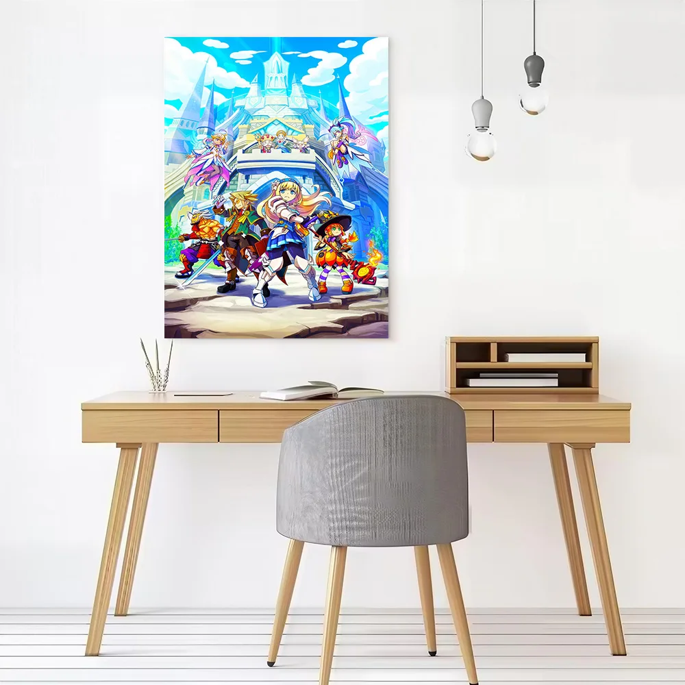 Fantasy Characters in Front of a Castle Printed Canvas Wall Art Customizable Paintings Poster Perfect Gift for Painting Bedroom