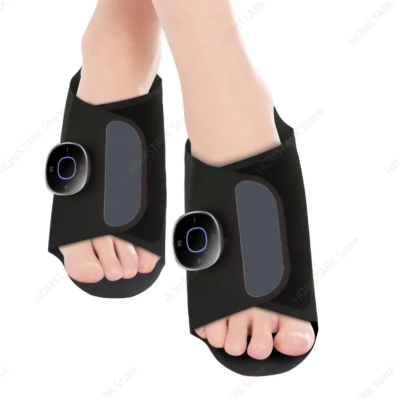 EMS TENS Foot Massager Slipper, USB Rechargeable Pulse Stimulator with 2 Control Units, Home Foot Physiotherapy Relax Device