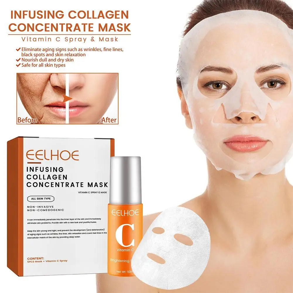 

Collagen Film & Mist Kit Facial Skin Care Suit Vitamin C Whiten Highprime Collagen Soluble Anti-Aging Eyes Mask Skin Care Women