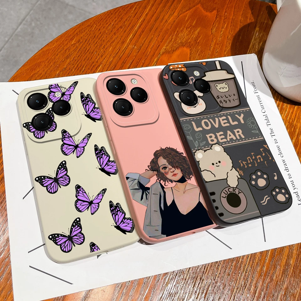 Case For Tecno Spark 20 Pro 4G Lovely Dinosaur Butterfly Liquid Protective Antifouling Bumper For Tecno Spark 20 Pro Plus Funda image 3