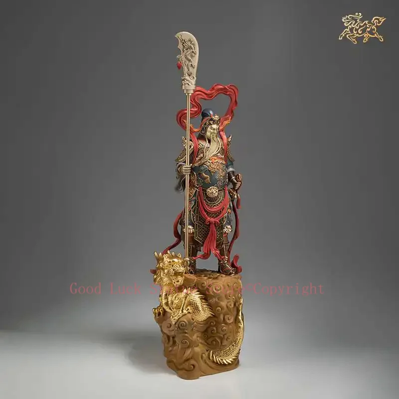 82cm Huge Large high grade GOOD LUCK God of wealth Dragon GUAN GONG Mammon Bronze statue HOME Shop Club BAR Company Patron saint view 3