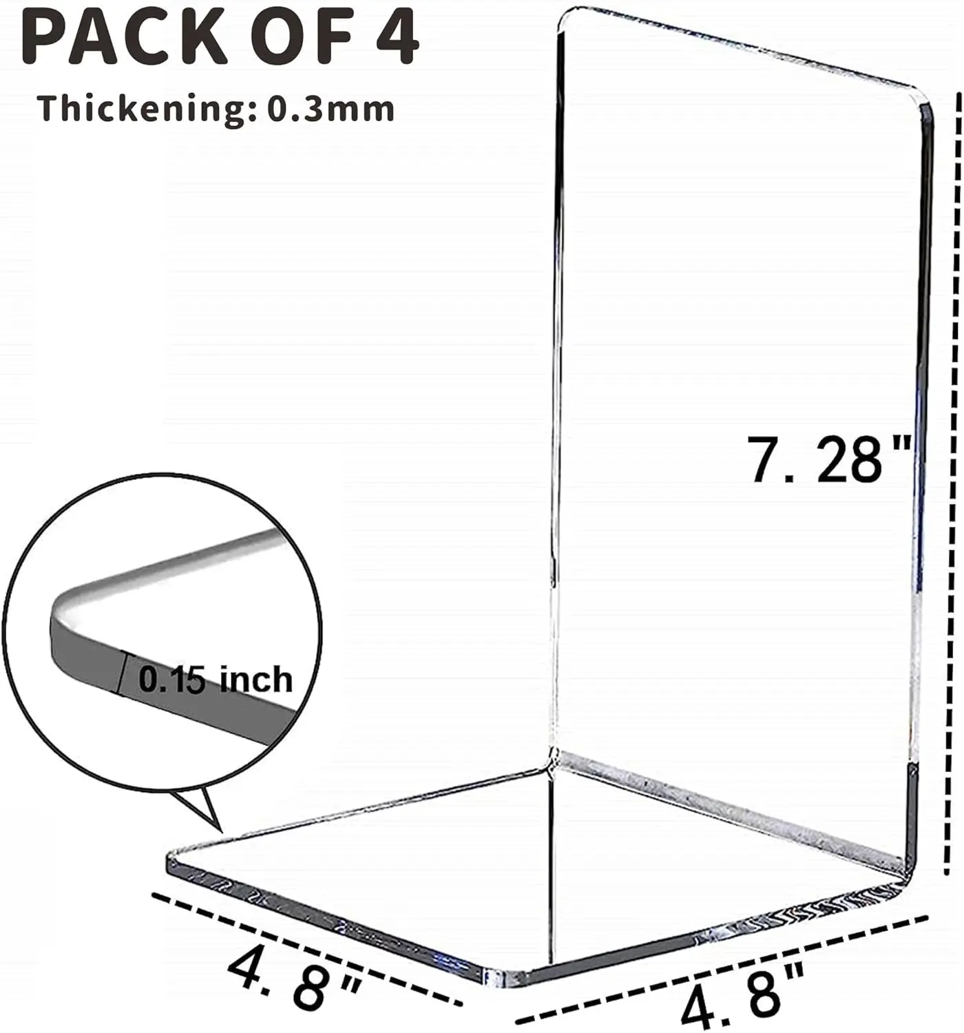 6 Pcs Clear Acrylic Bookends for Shelves, Transparent Bookends, Heavy Duty Book Ends and Desktop Organiser,Bookends Book Stopper