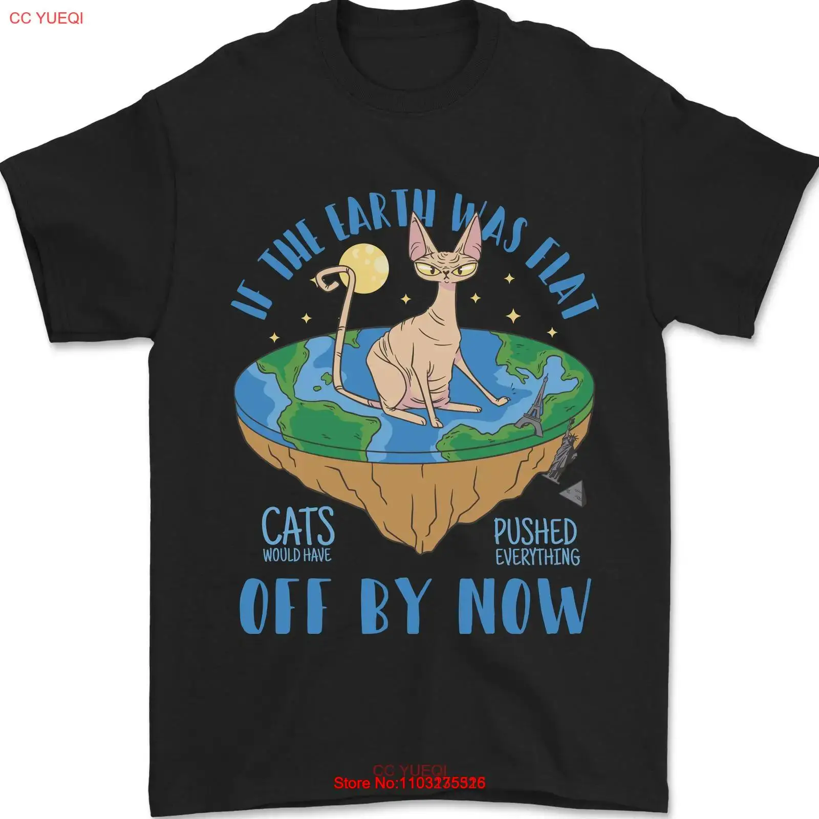 Забавная Мужская футболка If the Earth Was Flat с котами из 100% хлопка