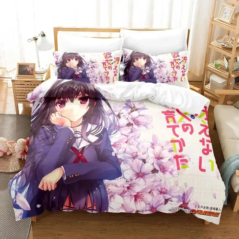 

3D Anime Saenai Heroine no Sodatekata Megumi Kato Printed Bed Set Duvet Cover Pillowcase Bedding Set Bed Linen Sheet Quilt Cover
