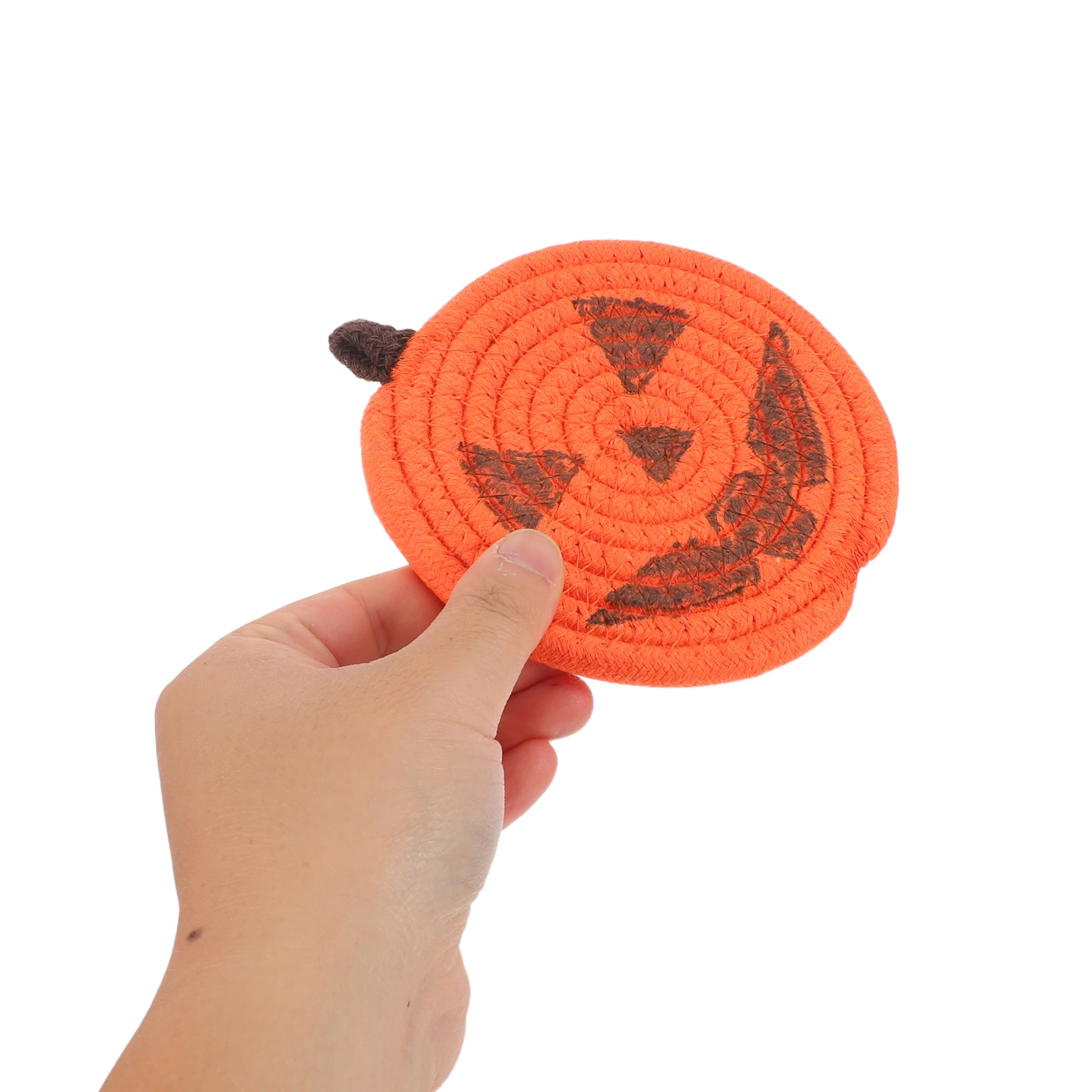 4 個カボチャ型コースターハロウィンカップマットかぎ針編み秋飲料断熱パッド耐熱コーヒーテーブルマット用