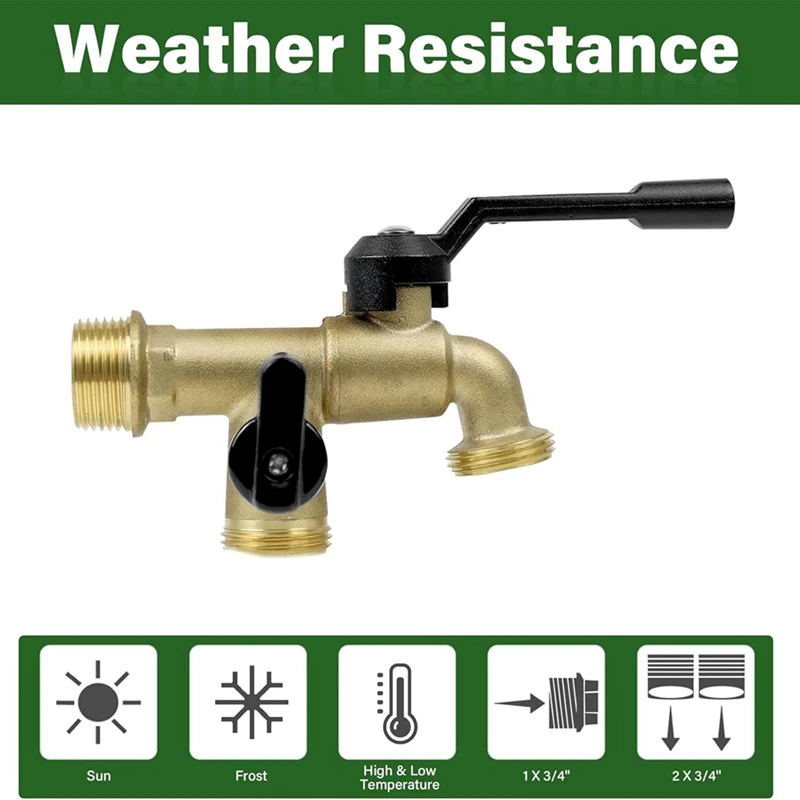 

Смеситель для садового шланга, латунный кран с двойным выходом для полива