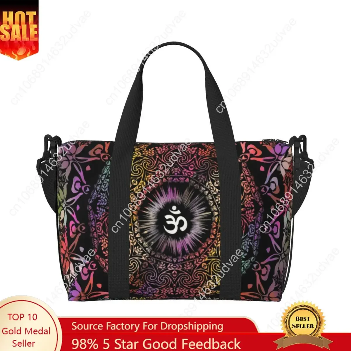 Custom Mandala Om Buddhism Aum Beach Tote Bag Women Extra Large Gym Carry On Zen Yoga Meditation Travel Shopping Bags