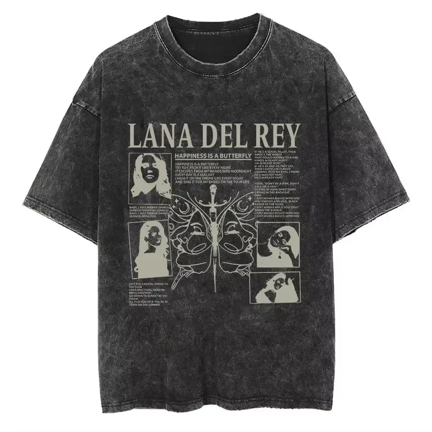 Lana Del Rey Ldr Vintage lavage graphique imprimé T-Shirt Style rétro à manches courtes T-Shirt hommes femmes Hip Hop surdimensionné t-shirts Streetwear