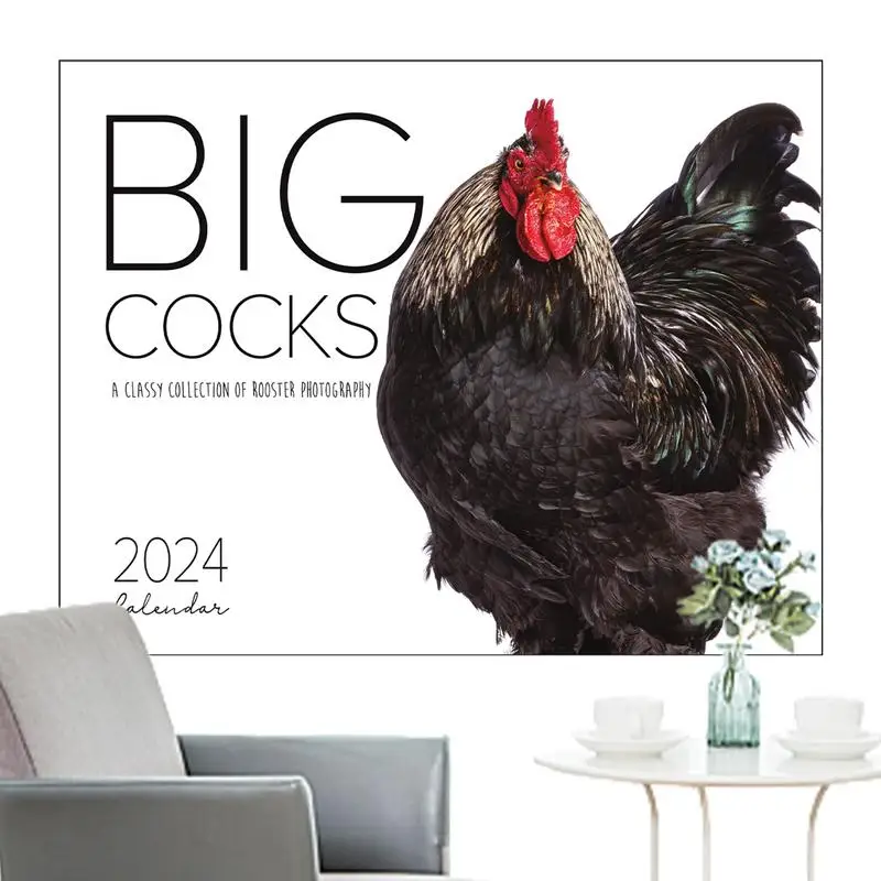 

Hangable Rooster Wall Calendar Funny Calendars 2024 Wall Planner Monthly Calendar Wall For Family Calendar Organizing & Planning