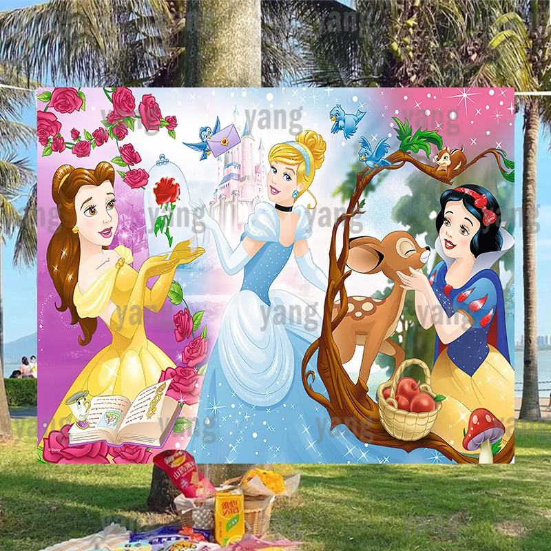 الحرة تخصيص ديزني الأميرة طفل حفلة خلفية القماش خلفية الأطفال ديزني حفلة عيد ميلاد الجدار زينة هدية عيد ميلاد