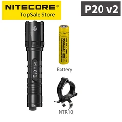 Nitecore-超強力なLED懐中電灯p20 v2 1100 lms,瞬間的なフラッシュ,検索懐中電灯,バッテリー3500mah,ntr10リング