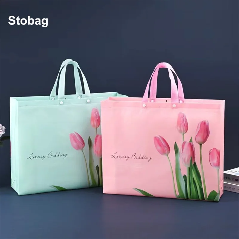 StoBag 10pcs Non-woven Tote Shopping Bags Fabric Large Clothes Packaging Eco Portable Waterproof Storage Reusable Pouches Home