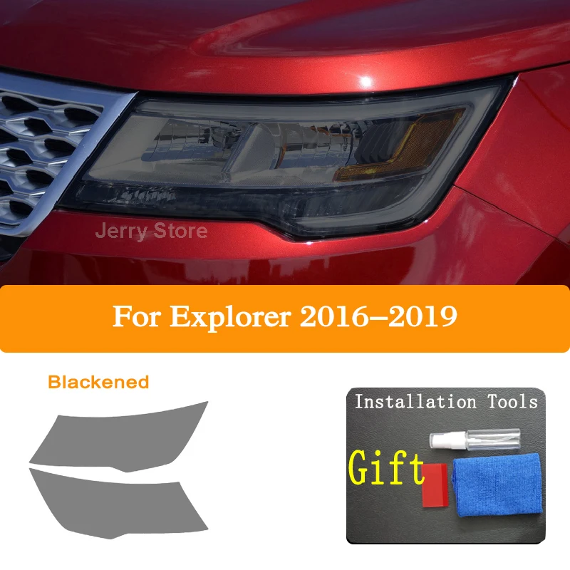 For Explorer 2020-Present Headlight Protective Film Headlamp Smoked Black Tint Anti-Scratch Protective TPU Repair Sticker