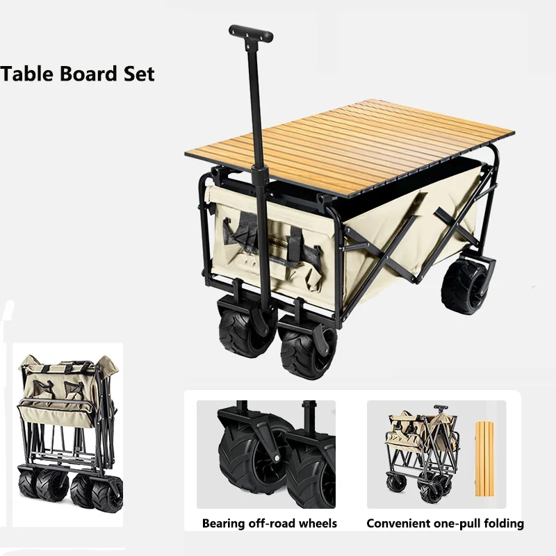 

Wholesale Customized Logo Beach Wagon Hand Carts with Storage Bags Trolley for Camping Garden Beach Picnic