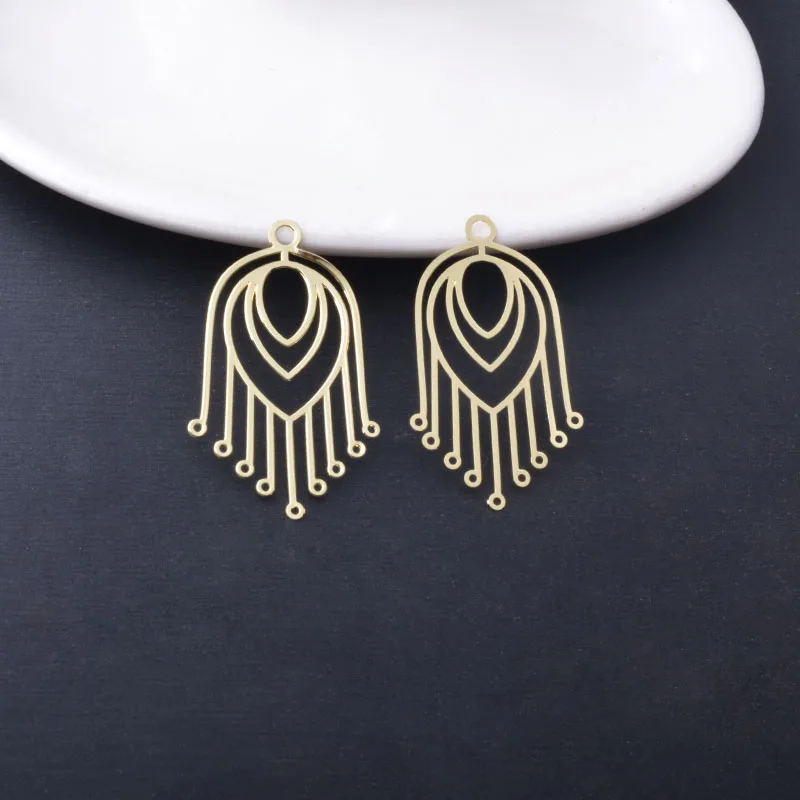 30 Stück AB8768 21*36mm Messing-Fächeranhänger Dünner Anhänger DIY Schmuck Ohrring-Zubehör – Detail 9