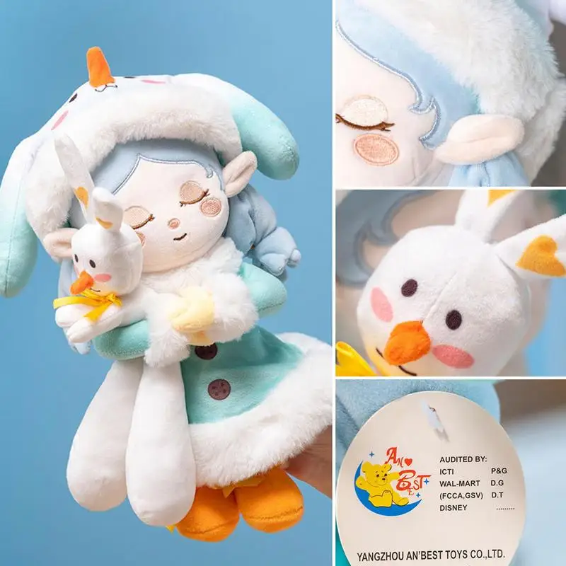 Cute Girl Stuffed Plush Toy With Bunny 33cm Sweetheart Doll Cozy Cuddle Soft Plush Doll Sleeping Plush Doll For Kid