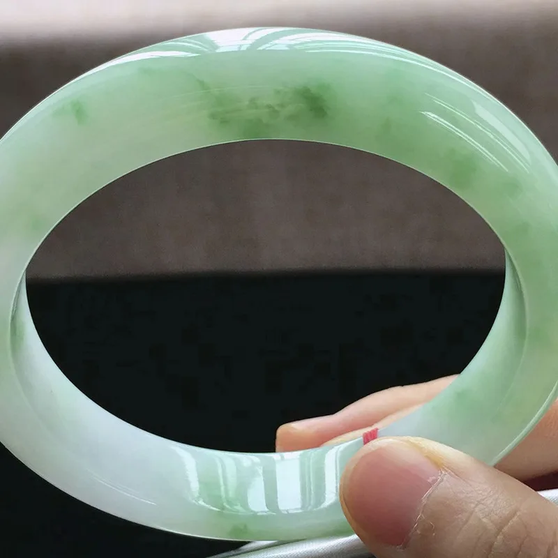 Factory Wholesale Myanmar Natural Emerald a Goods Old Floating Green Big Ring Size Jade Bracelet