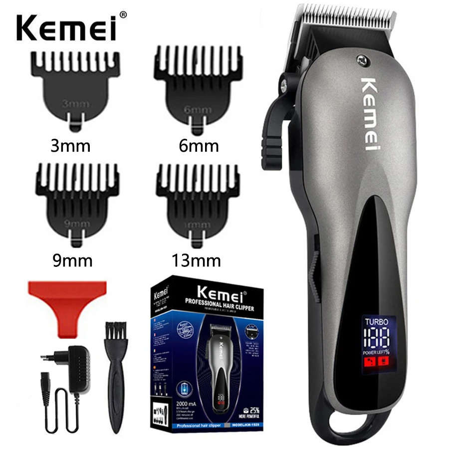 

Kemei 1929 Professional Two Speed Cordless Hair Clipper For Men Rechargeable Hair Trimmer For Men Electric Haircut Machine