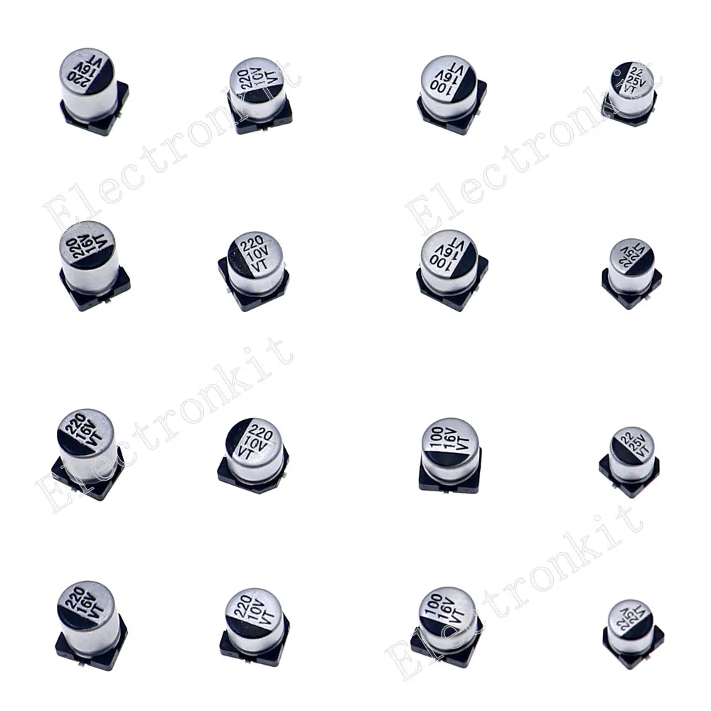 130pcs/lot 13values Each 10pcs 1uF-220uF SMD Aluminum Electrolytic Capacitor Assorted Kit Set Samples Kit