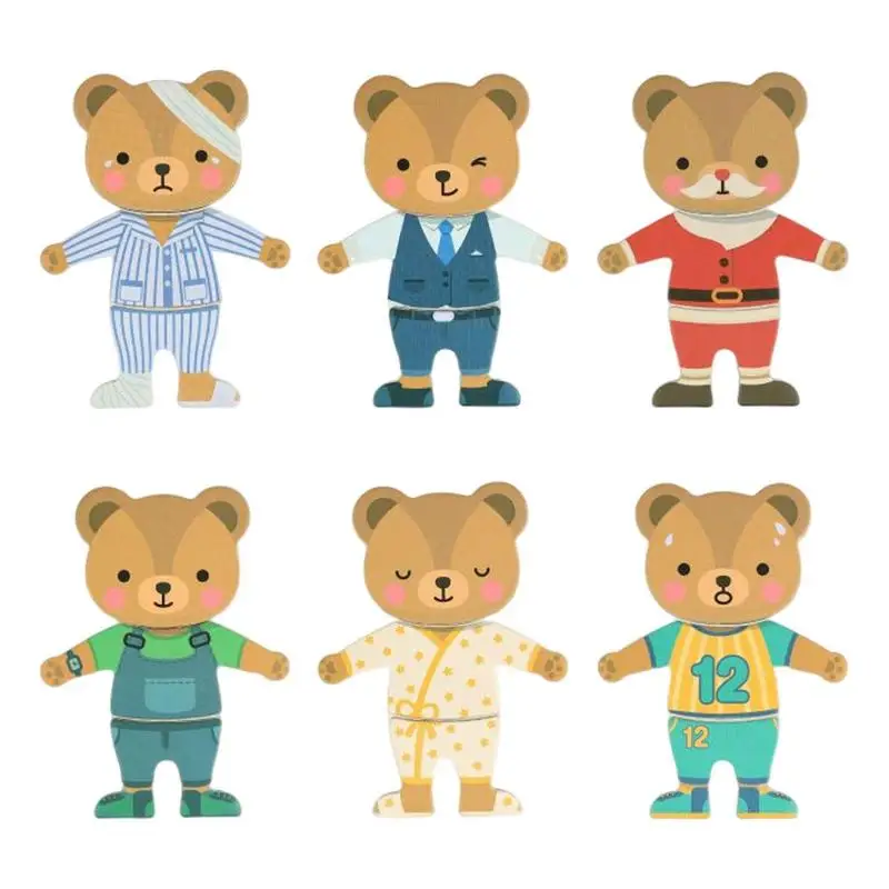 

Wooden Bear Puzzle Bear Preschool Learning Toys Cartoon Patterns Sorting And Matching Puzzles Toddler Puzzle Fridge Magnets For