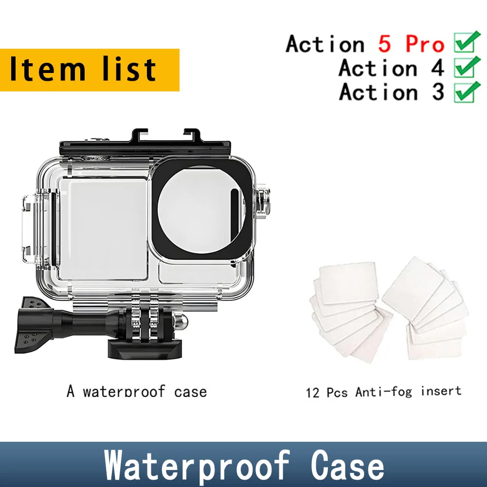 MYOBO Wasserdichtes Gehäuse für DJI Action 5 Pro, Tauchgehäuse für unterwasserische Aufnahmen bis 60 m/196 Fuß, Schutzhülle für DJI Action 5 Pro 4 3 Zubehör