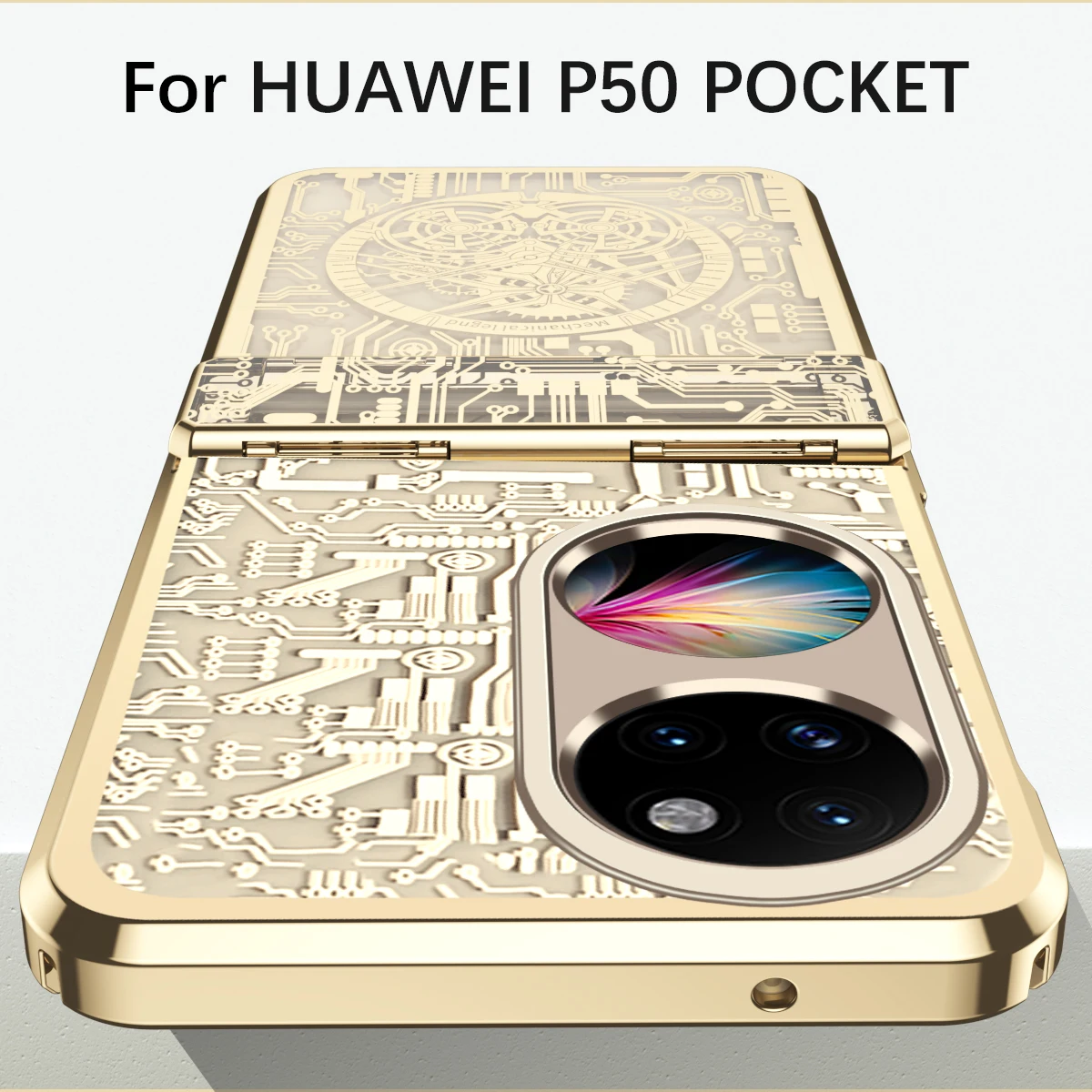 For Huawei P50 Pocket Phone Case Mechanical Electroplating Transparent Hinge Protection Anti-drop Cover For P50Pocket