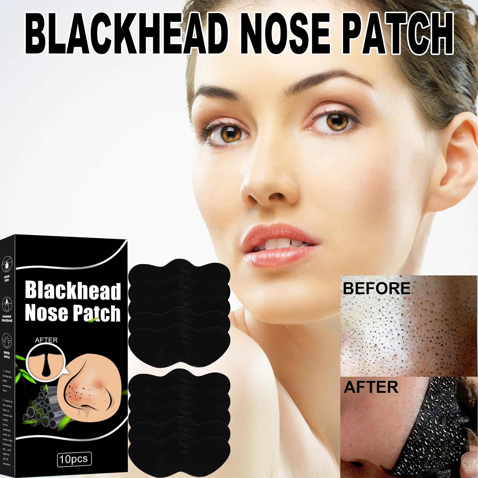 

Nose sticker bamboo charcoal to remove blackheads and acne clean pores absorb oil and dirt shrink pores and nasal membranes