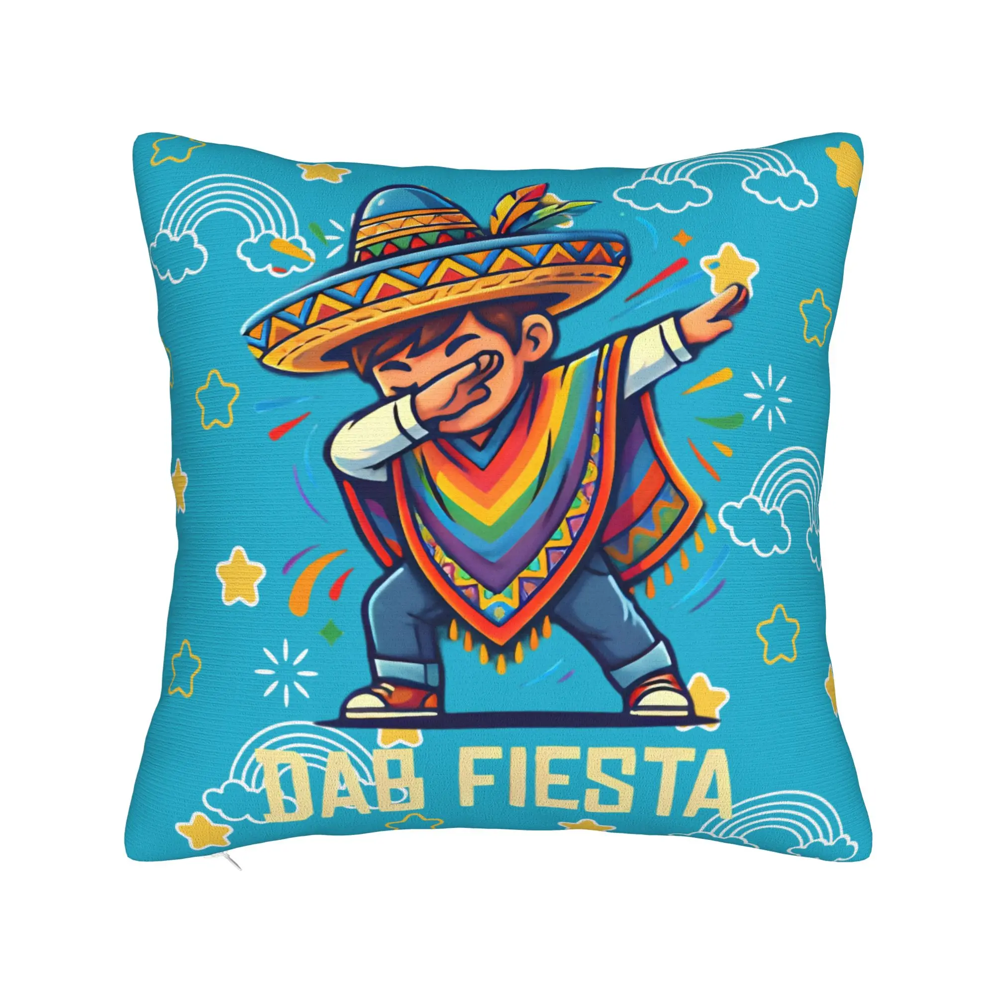 Let's FIESTA Party Printed Pillow Case Mexican Amigo Cinco De Mayo Sombrero Comfy Pillow Cover Funny Pillowcases For Chair Sofa
