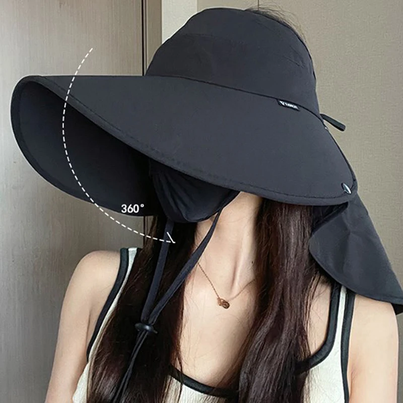 Sun Hat Large Brim Summer Cover Full Face Empty Top Hat Cycling Outdoor Climbing Sun Hat