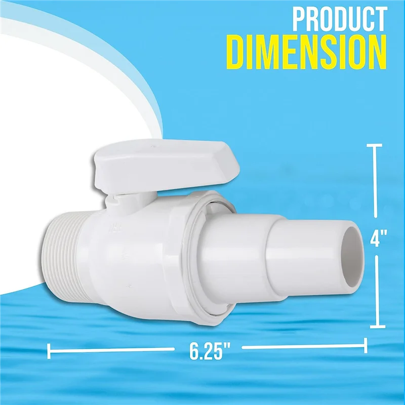 1.5Inch MIP X 1.5Inch - 1.25Inch 2-Way Econoline Ball Valve for Hayward Pool Filter PN. SP0729 Non-Corrosive Valve