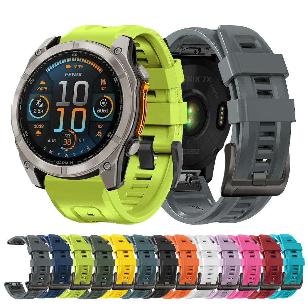 QuickFit Sport Silicone Band For Garmin Fenix 8 7X 7 6X 6 Pro 51mm Strap For Quatix 7X 6 5 3/Epix Gen 2/Enduro3 22 26mm Bracelet