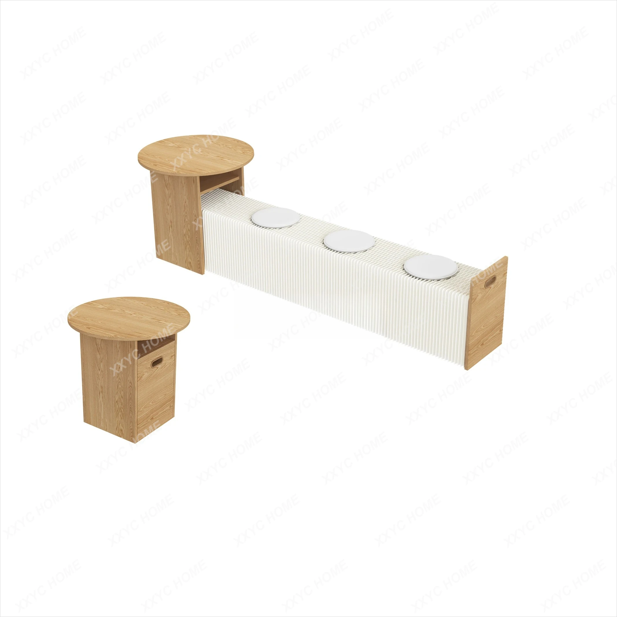 TT-*Organ paper long stool creative coffee table folding retractable lazy sofa low stool fashion living room