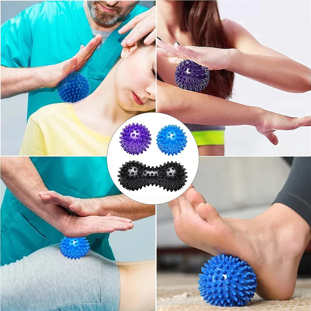 3Pcs/Set Peanut Hedgehog Massage Balls Stress Reflexology and Trigger Point Massager for Back Leg Feet Hand Muscle Pain Relief