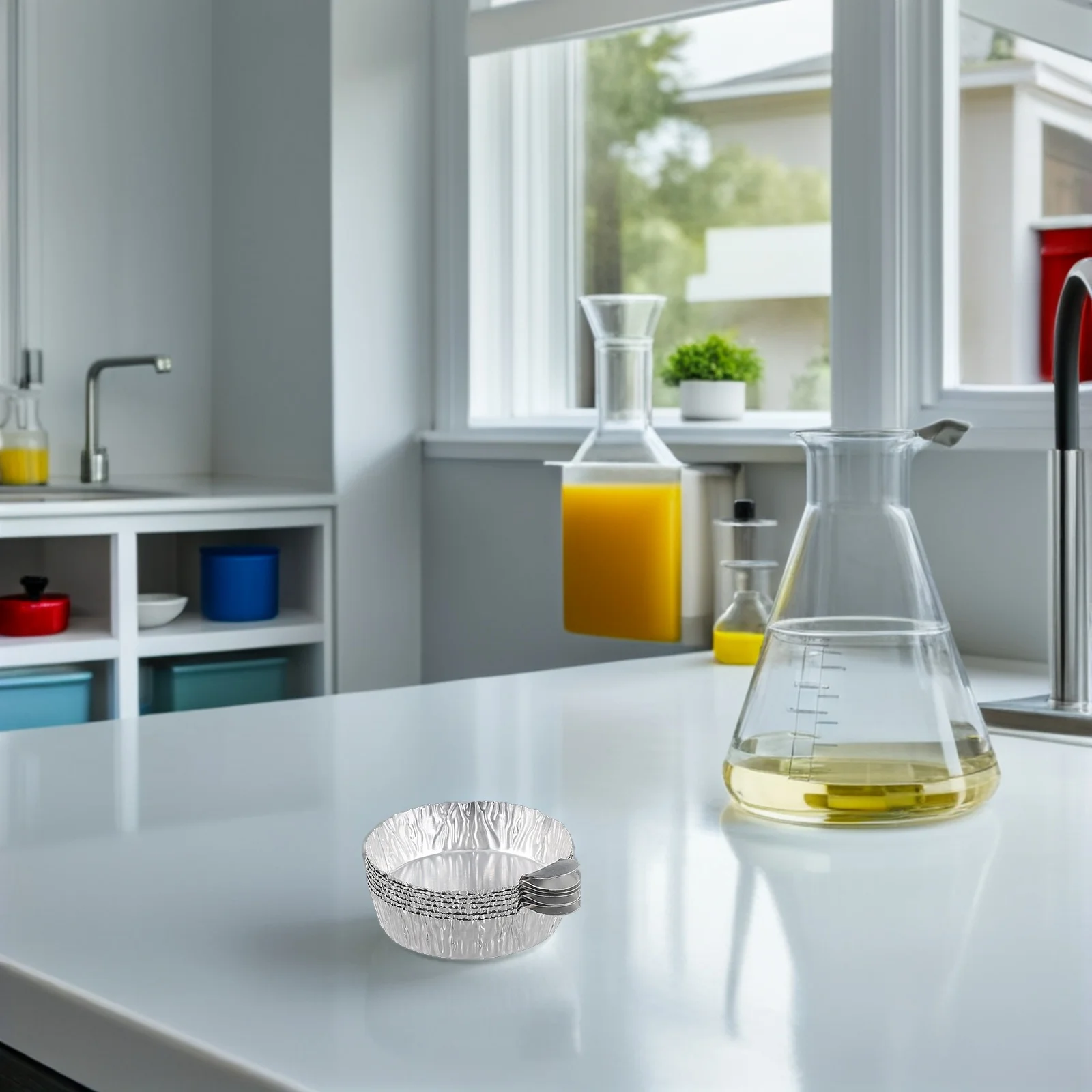 50 قطعة طبق وزن من رقائق الألومنيوم معدات مختبر متينة عينة صواني مسحوق حاويات التراص حلول التخزين خفيفة الوزن