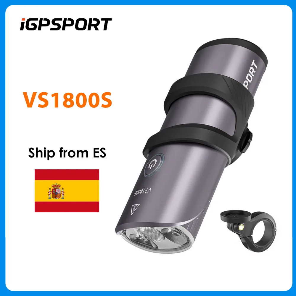 Inteligentna lampka rowerowa iGPSPORT VS1800S z funkcją wyłączania światła przy zaniku baterii, 1800 lumenów, lampa do rowerów górskich i szosowych, regulacja świateł dalekich i bliskich.