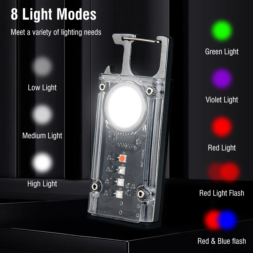 New Multifunction COB Keychain Light Mini Flashlight Portable Torch Outdoor Rechargeable Mini Keychain Lamp for Camping Hiking